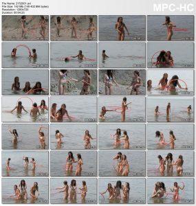 Funny games of young nudist girls on the beach